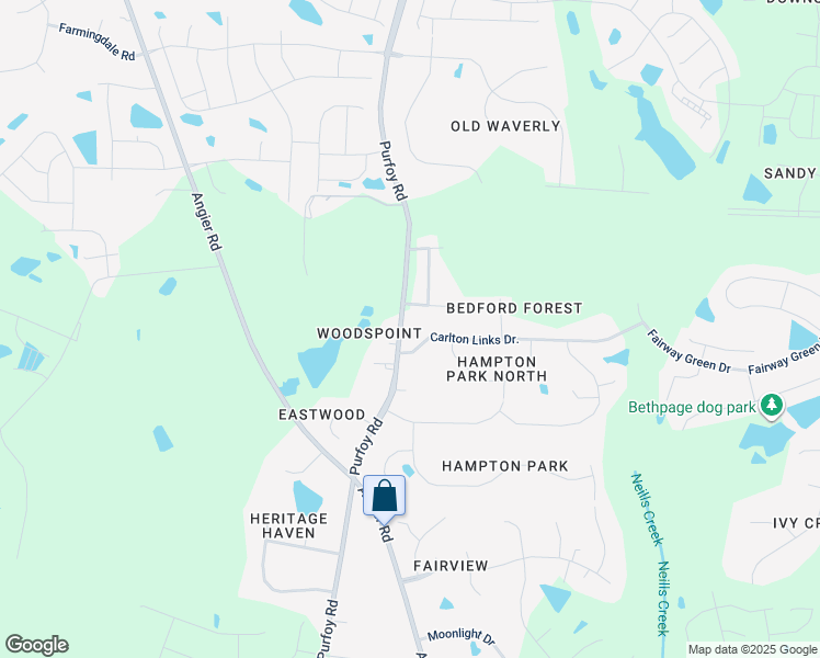 map of restaurants, bars, coffee shops, grocery stores, and more near 9133 Purfoy Road in Fuquay-Varina