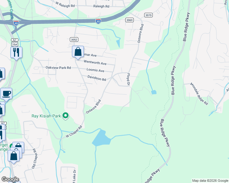 map of restaurants, bars, coffee shops, grocery stores, and more near 16 Sweetbriar Court in Asheville