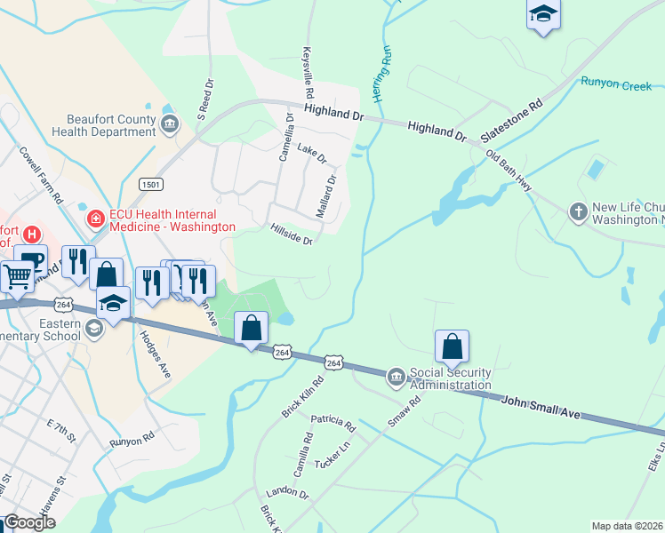 map of restaurants, bars, coffee shops, grocery stores, and more near 426 Hampton Drive in Washington