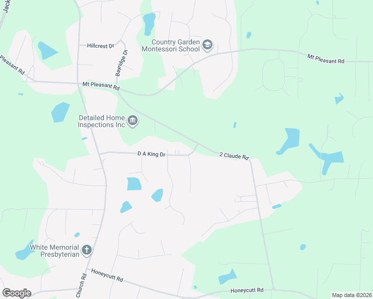 map of restaurants, bars, coffee shops, grocery stores, and more near 165 D A King Drive in Johnston County