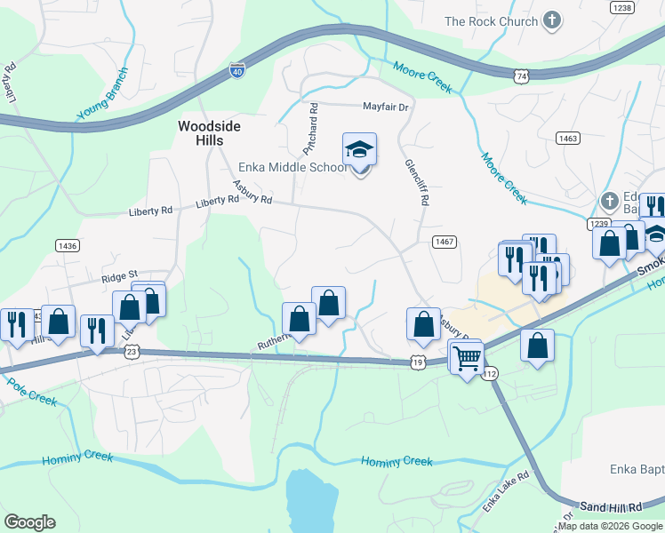 map of restaurants, bars, coffee shops, grocery stores, and more near 99999 Asvista Drive in Candler
