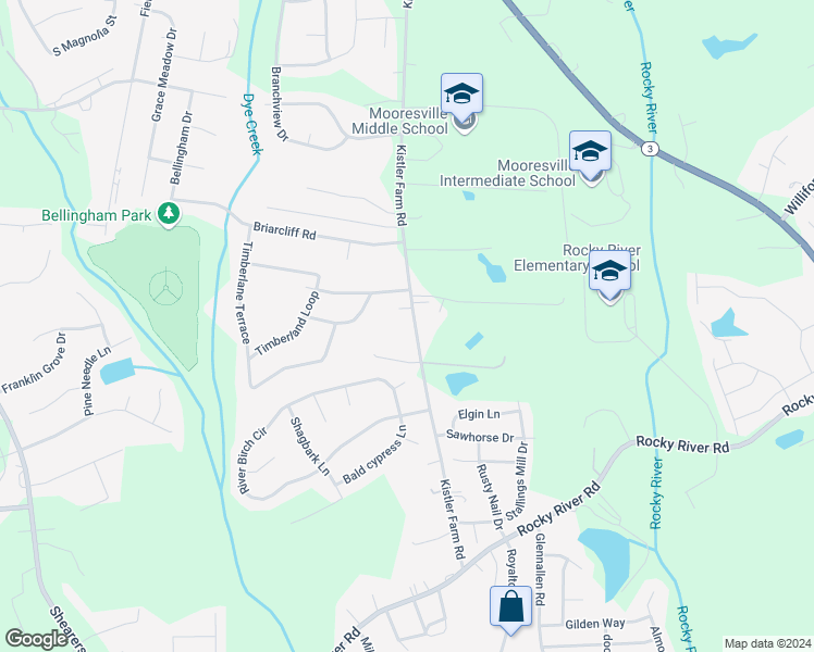 map of restaurants, bars, coffee shops, grocery stores, and more near 328 Kistler Farm Road in Mooresville