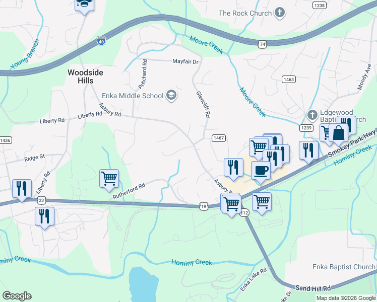 map of restaurants, bars, coffee shops, grocery stores, and more near 99999 Asvista Drive in Candler