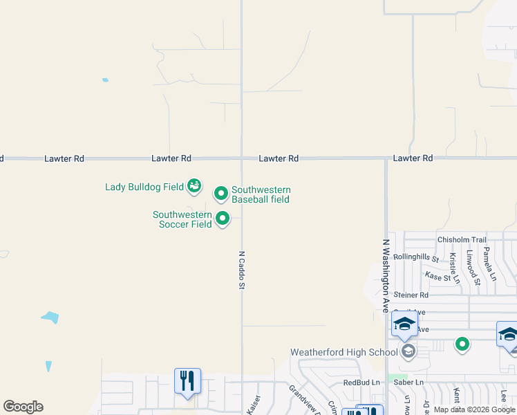 map of restaurants, bars, coffee shops, grocery stores, and more near in Weatherford