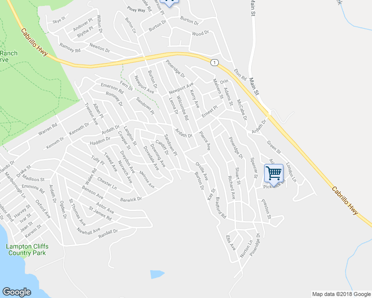 map of restaurants, bars, coffee shops, grocery stores, and more near 2025 Leona Drive in Cambria