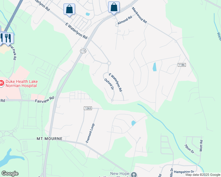 map of restaurants, bars, coffee shops, grocery stores, and more near 150 Oxford Drive in Mooresville