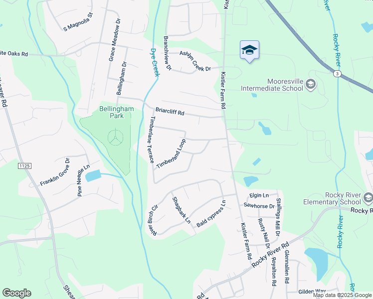 map of restaurants, bars, coffee shops, grocery stores, and more near 177 Timberland Loop in Mooresville
