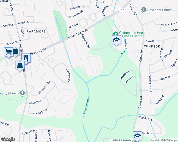 map of restaurants, bars, coffee shops, grocery stores, and more near 4251 Dudleys Grant Drive in Winterville