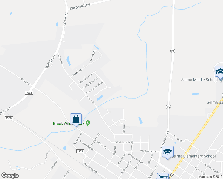 map of restaurants, bars, coffee shops, grocery stores, and more near 204 North Wynbrooke Lane in Selma