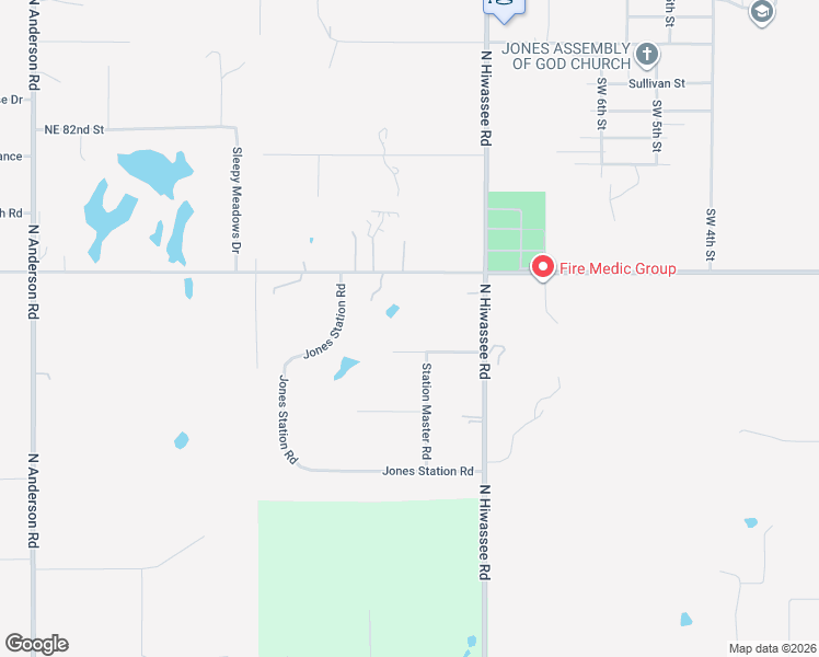 map of restaurants, bars, coffee shops, grocery stores, and more near 12809 Buckboard Road in Jones