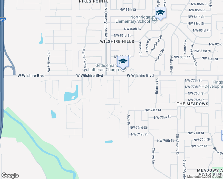 map of restaurants, bars, coffee shops, grocery stores, and more near 7621 Twin Oaks Drive in Yukon