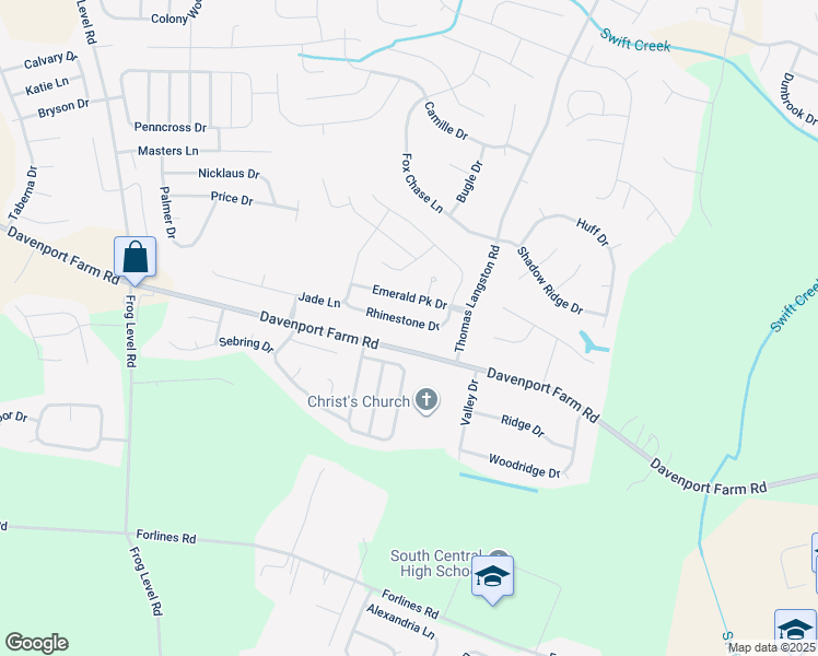 map of restaurants, bars, coffee shops, grocery stores, and more near 2637 Rhinestone Drive in Winterville