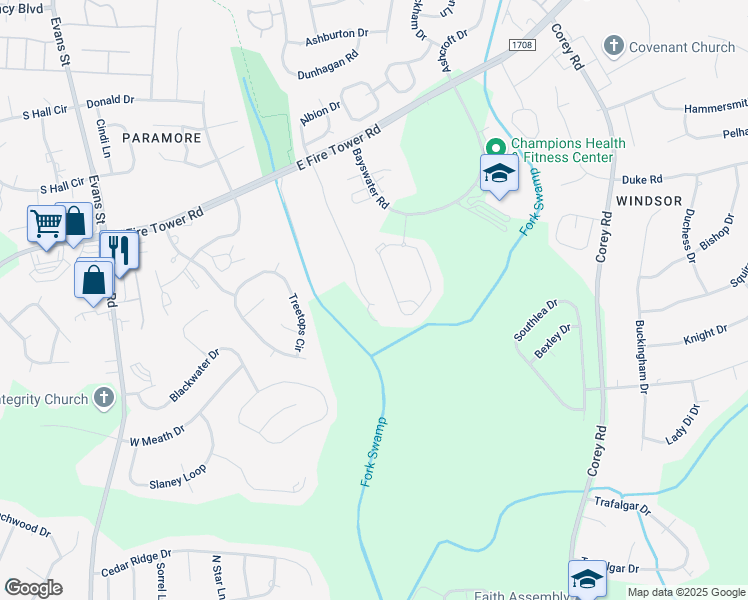map of restaurants, bars, coffee shops, grocery stores, and more near 4263 Dudleys Grant Drive in Winterville