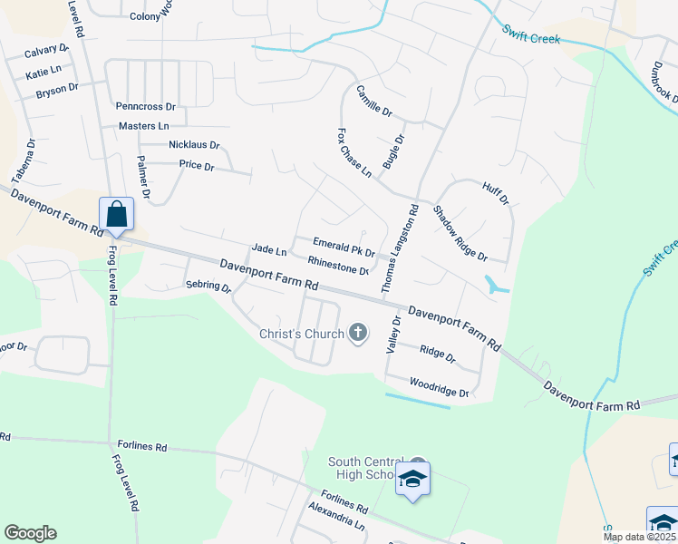 map of restaurants, bars, coffee shops, grocery stores, and more near 2641 Rhinestone Drive in Winterville