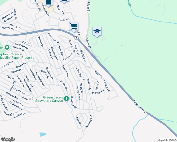 map of restaurants, bars, coffee shops, grocery stores, and more near Londonderry Lane in Cambria