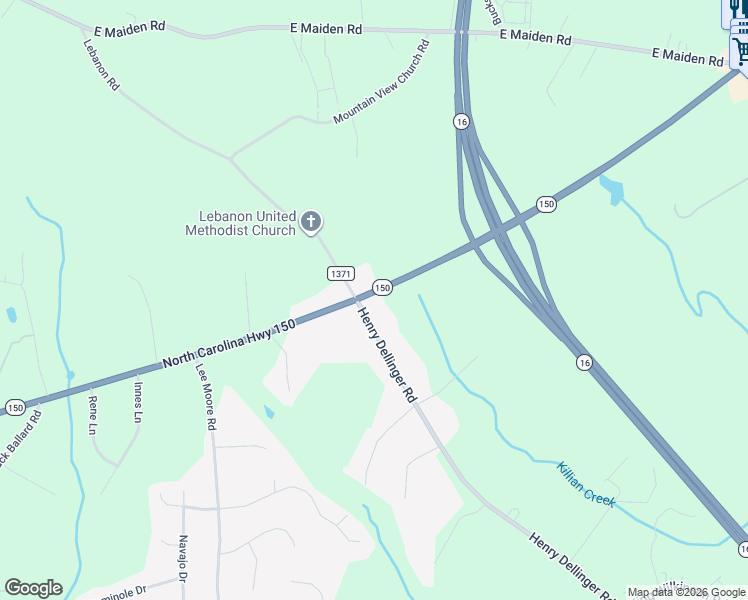 map of restaurants, bars, coffee shops, grocery stores, and more near 6932 North Carolina 150 in Maiden