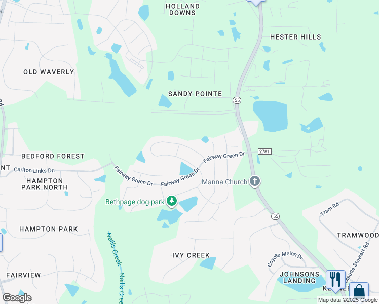 map of restaurants, bars, coffee shops, grocery stores, and more near 2717 Nassau Trace in Fuquay-Varina
