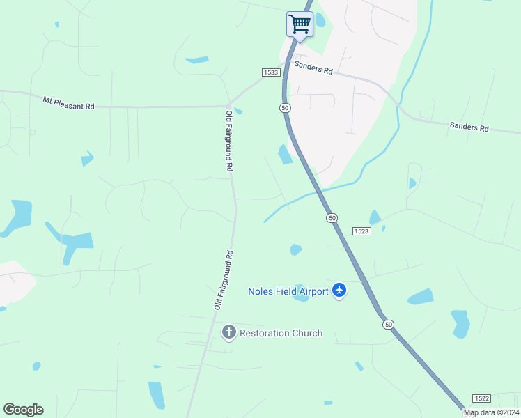 map of restaurants, bars, coffee shops, grocery stores, and more near 108 Shallow Creek Crossing in Johnston County