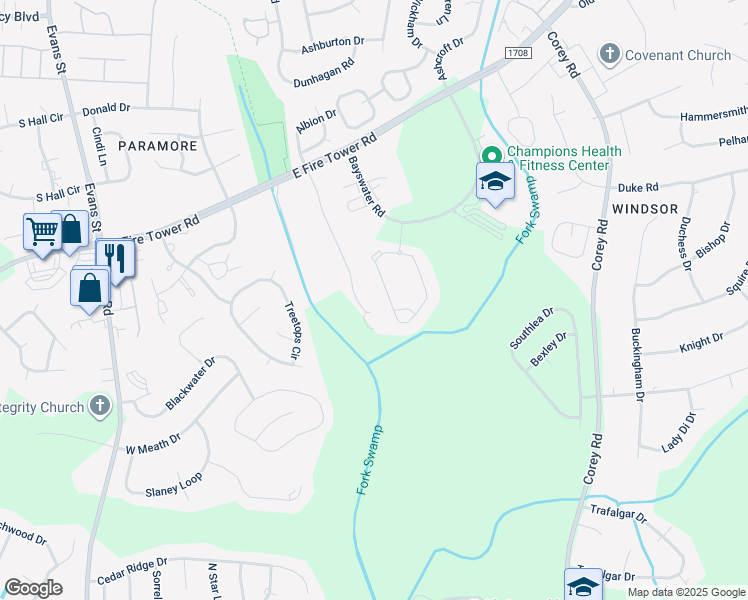 map of restaurants, bars, coffee shops, grocery stores, and more near 4259 Dudleys Grant Drive in Winterville
