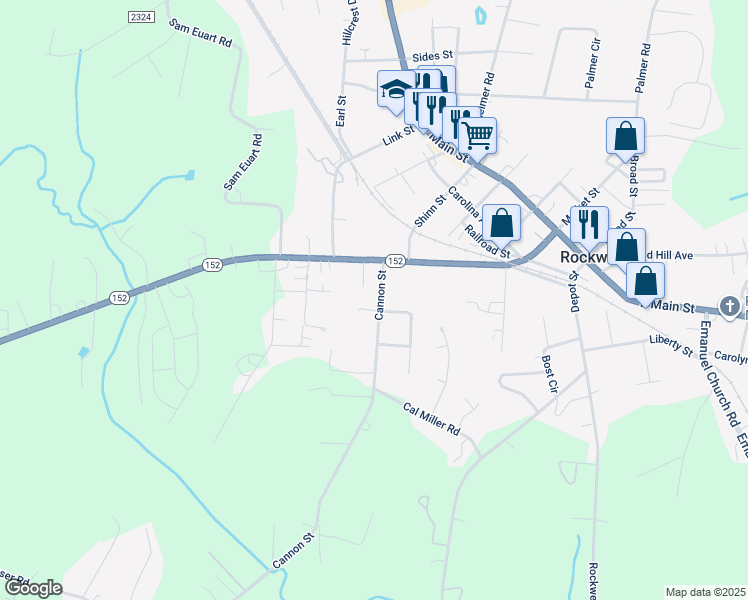 map of restaurants, bars, coffee shops, grocery stores, and more near 426 Cannon Street in Rockwell