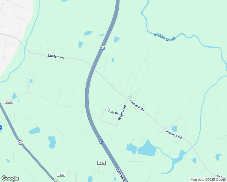 map of restaurants, bars, coffee shops, grocery stores, and more near 2453 Sanders Road in Johnston County
