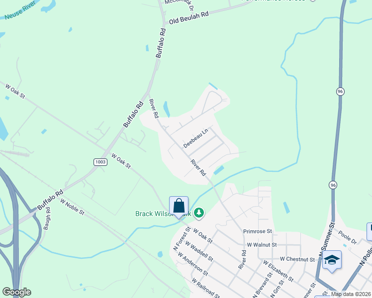 map of restaurants, bars, coffee shops, grocery stores, and more near 100 Deebeau Lane in Selma