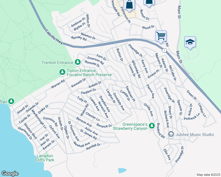 map of restaurants, bars, coffee shops, grocery stores, and more near 1768 Woodview Avenue in Cambria