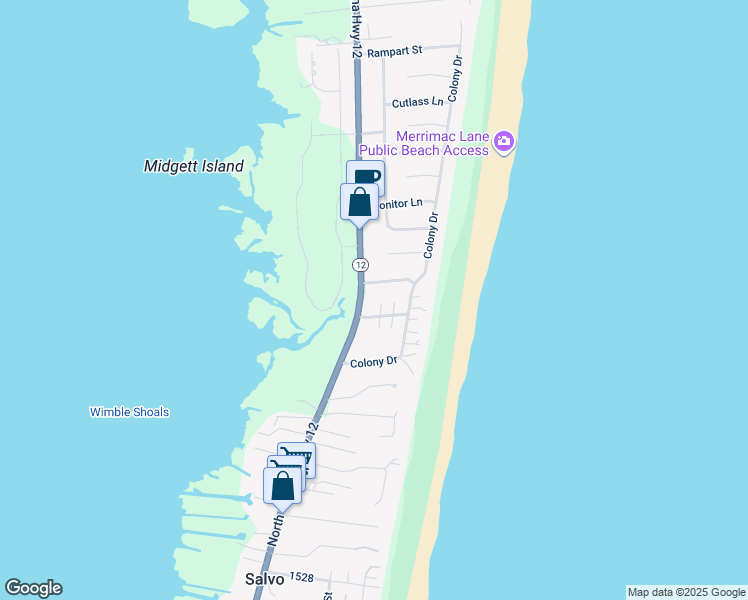 map of restaurants, bars, coffee shops, grocery stores, and more near 26207 Bluebeard Road in Dare County