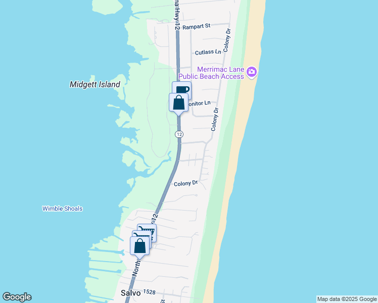 map of restaurants, bars, coffee shops, grocery stores, and more near 26211 Bluebeard Road in Salvo