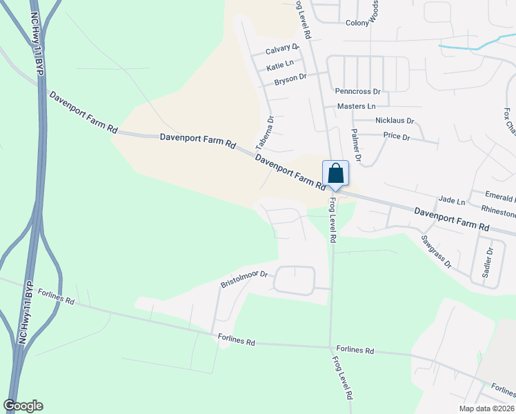 map of restaurants, bars, coffee shops, grocery stores, and more near 3880 Lochmere Court in Winterville