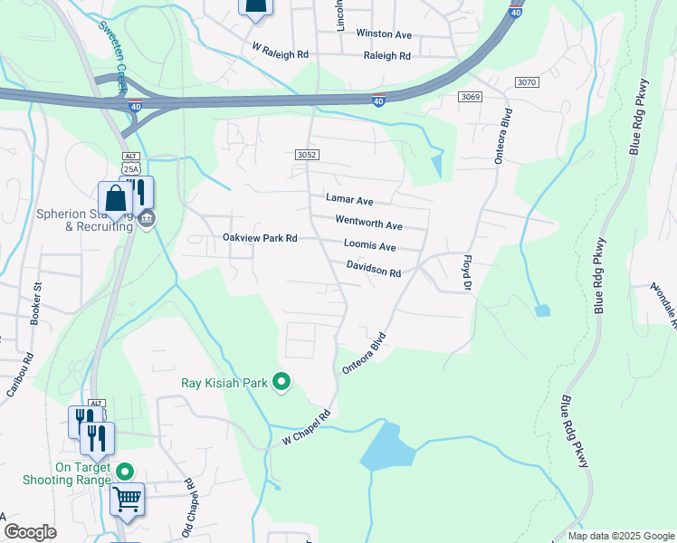 map of restaurants, bars, coffee shops, grocery stores, and more near 452 School Road East in Asheville