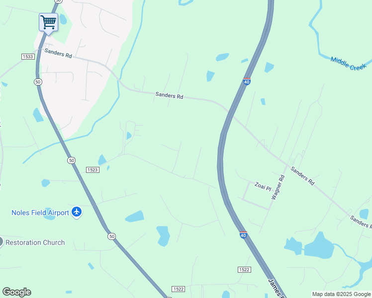 map of restaurants, bars, coffee shops, grocery stores, and more near 134 Sodan Drive in Willow Spring