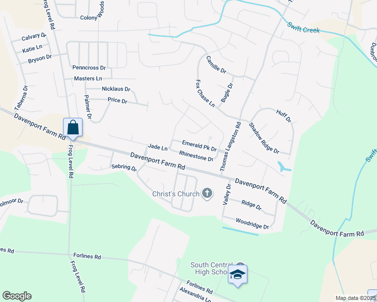 map of restaurants, bars, coffee shops, grocery stores, and more near 2656 Rhinestone Drive in Winterville