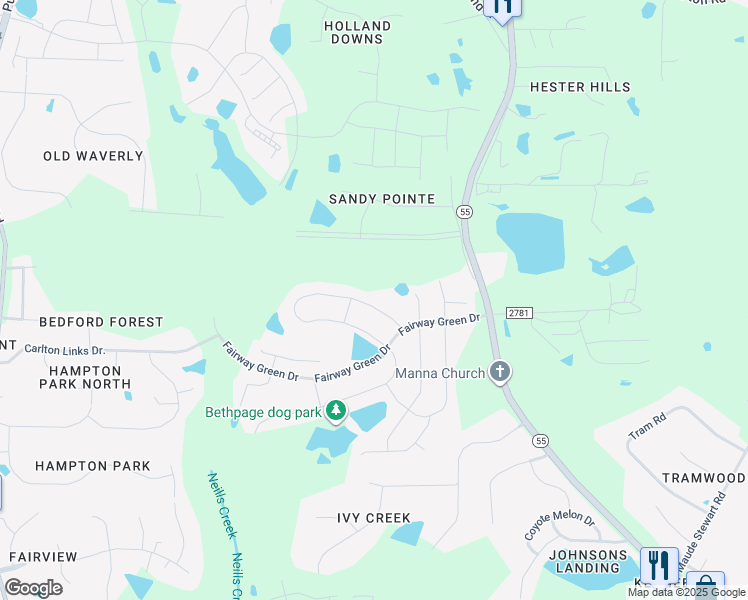 map of restaurants, bars, coffee shops, grocery stores, and more near 2717 Nassau Trace in Fuquay-Varina