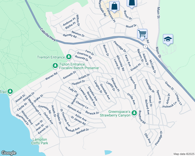 map of restaurants, bars, coffee shops, grocery stores, and more near 1788 Dorking Avenue in Cambria