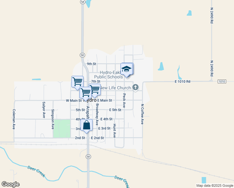 map of restaurants, bars, coffee shops, grocery stores, and more near 582 Hunt Avenue in Hydro