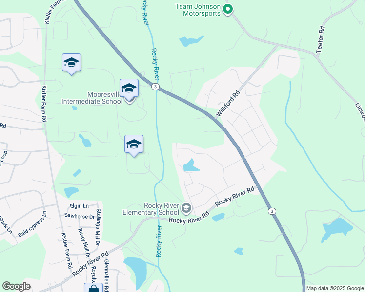 map of restaurants, bars, coffee shops, grocery stores, and more near 182 Chance Road in Mooresville