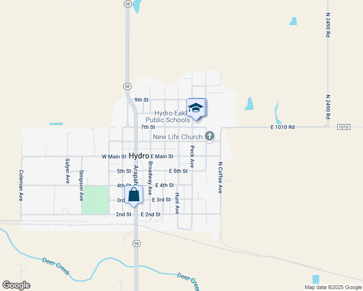 map of restaurants, bars, coffee shops, grocery stores, and more near 582 Hunt Avenue in Hydro