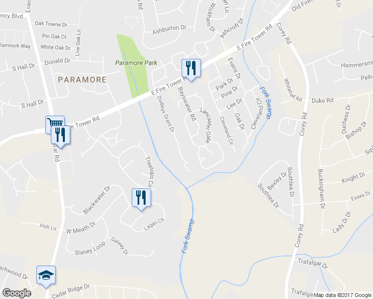 map of restaurants, bars, coffee shops, grocery stores, and more near 4251 Dudleys Grant Drive in Winterville