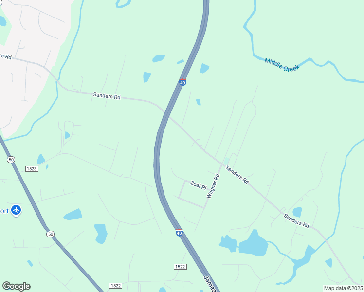 map of restaurants, bars, coffee shops, grocery stores, and more near 2453 Sanders Road in Johnston County