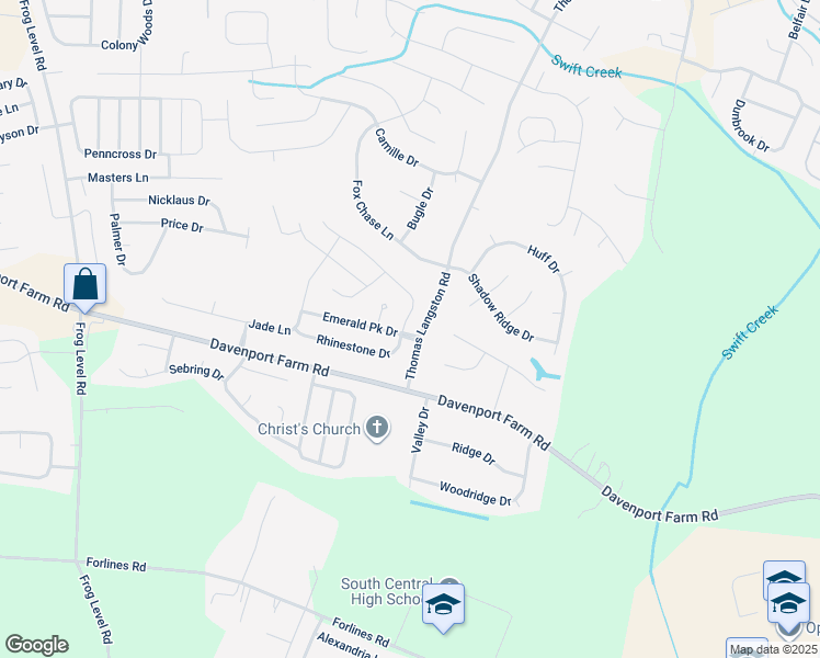map of restaurants, bars, coffee shops, grocery stores, and more near 2561 Rhinestone Drive in Winterville