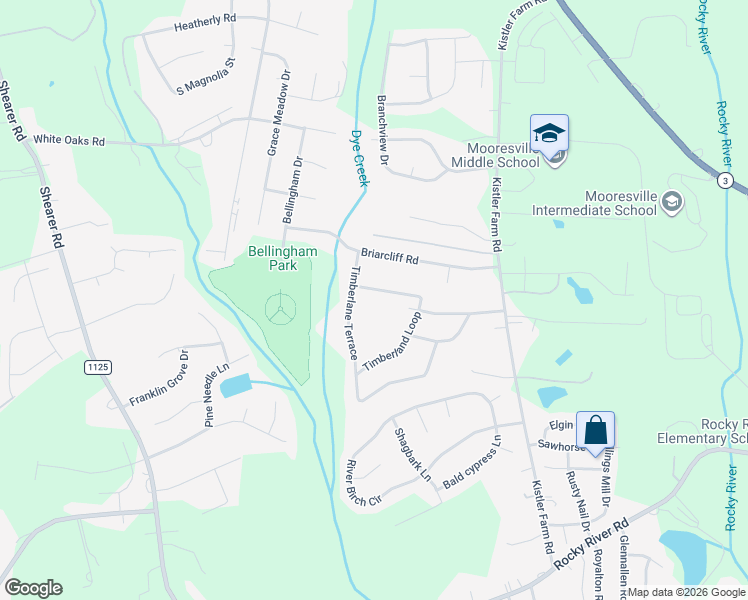 map of restaurants, bars, coffee shops, grocery stores, and more near 1015 Winterfield Drive in Mooresville