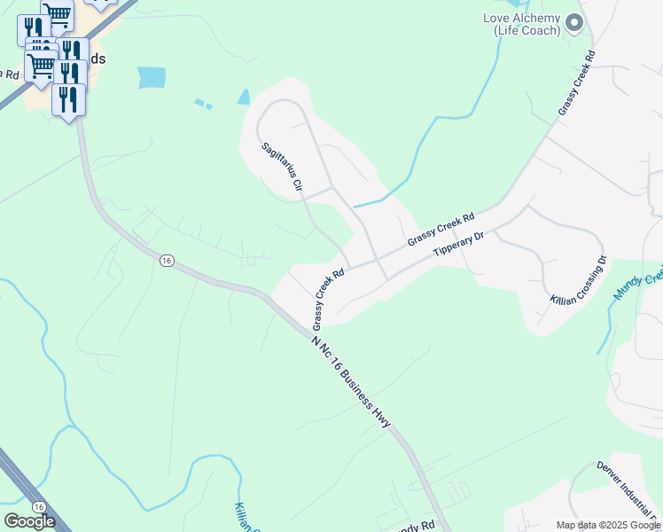 map of restaurants, bars, coffee shops, grocery stores, and more near 5765 Grassy Creek Road in Denver