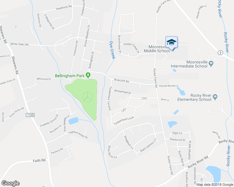 map of restaurants, bars, coffee shops, grocery stores, and more near 1015 Winterfield Drive in Mooresville