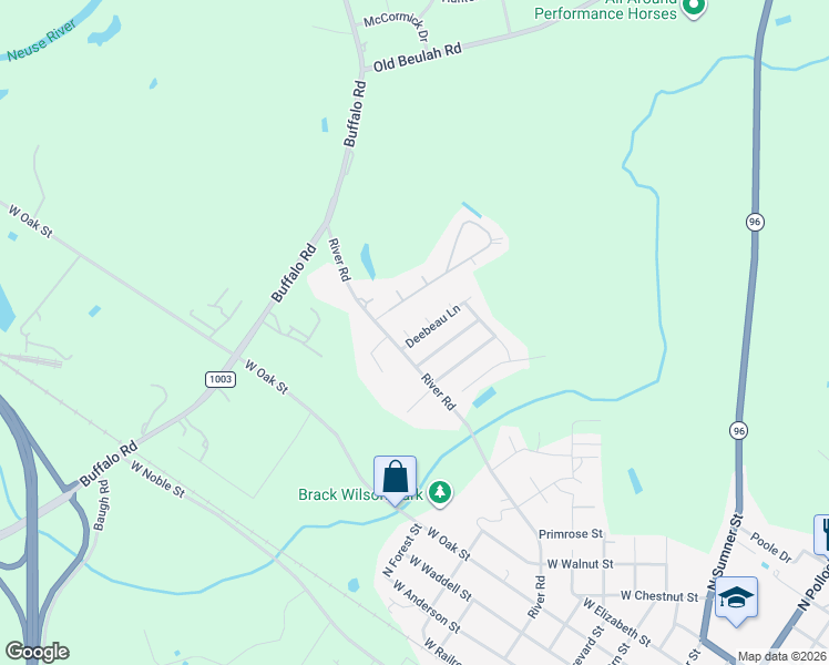 map of restaurants, bars, coffee shops, grocery stores, and more near 100 Deebeau Lane in Selma