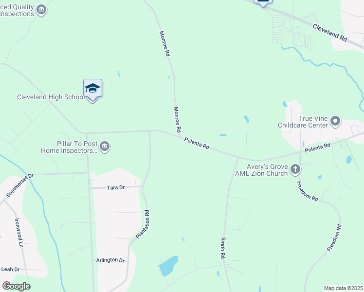 map of restaurants, bars, coffee shops, grocery stores, and more near 1407 Polenta Road in Clayton