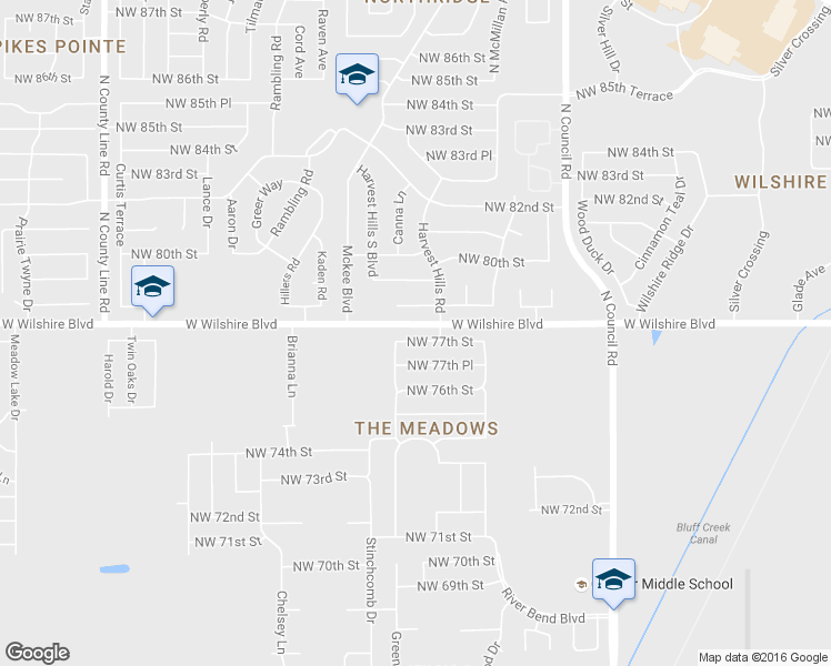 map of restaurants, bars, coffee shops, grocery stores, and more near 8212 Northwest 78th Terrace in Oklahoma City