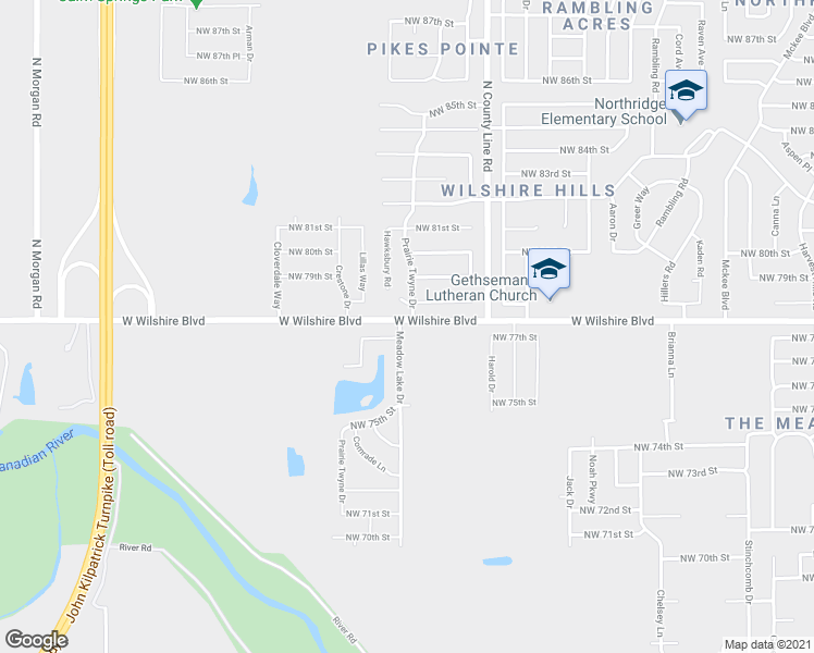 map of restaurants, bars, coffee shops, grocery stores, and more near 9040 Northwest 79th Terrace in Yukon