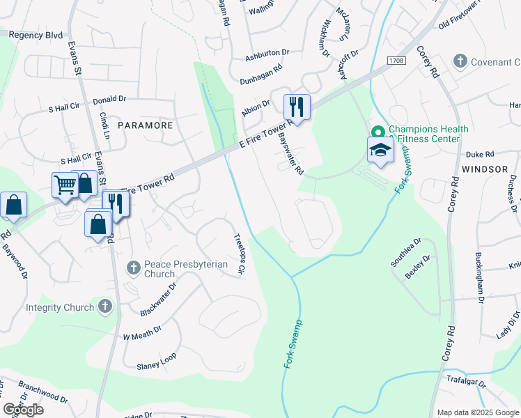 map of restaurants, bars, coffee shops, grocery stores, and more near 4222 Dudleys Grant Drive in Winterville