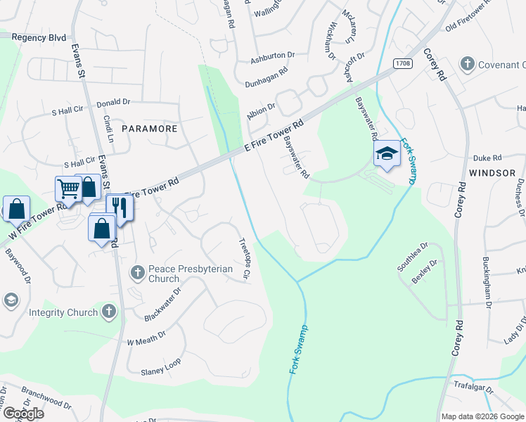 map of restaurants, bars, coffee shops, grocery stores, and more near 4222 Dudleys Grant Drive in Winterville